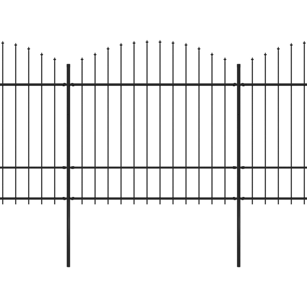 Tuinhek met speren bovenkant (1,5-1,75)x3,4 m staal zwart