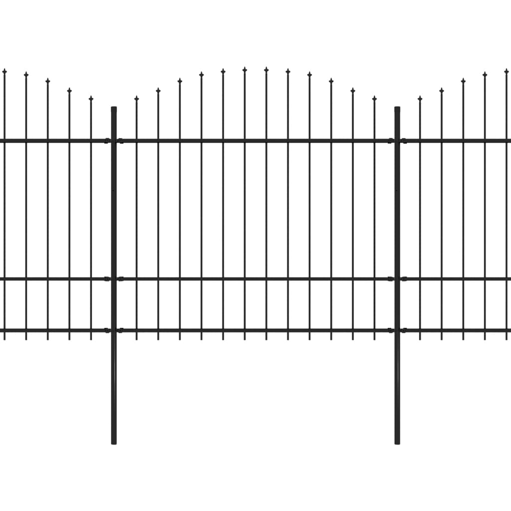 Tuinhek met speren bovenkant (1,5-1,75)x6,8 m staal zwart