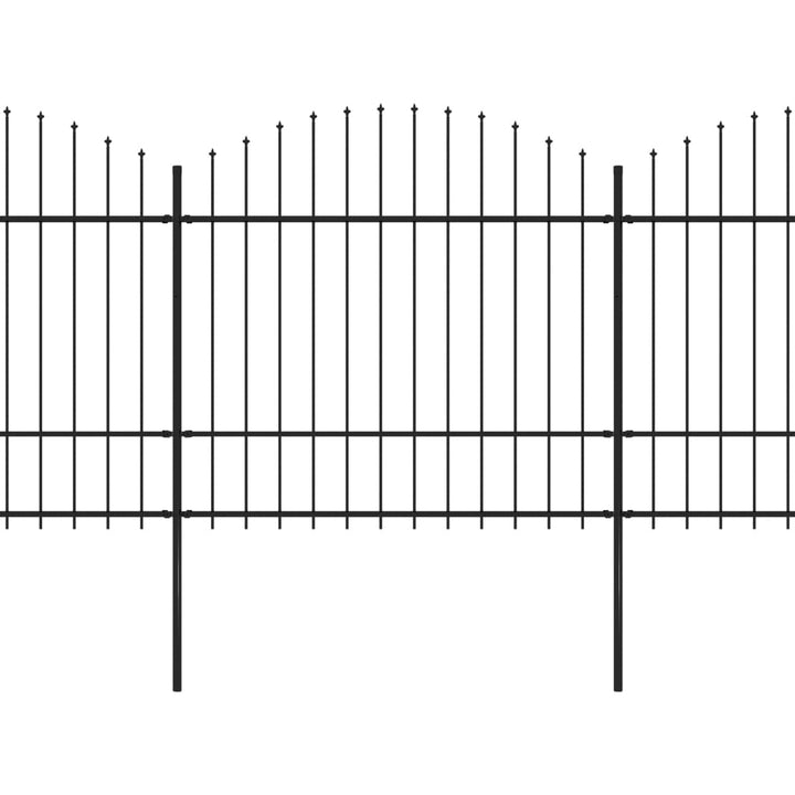 Tuinhek met speren bovenkant (1,5-1,75)x6,8 m staal zwart