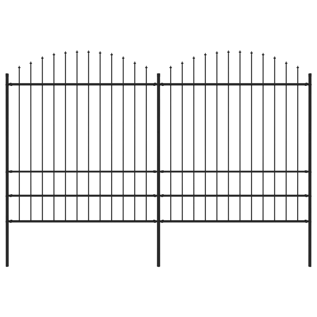 Tuinhek met speren bovenkant (1,75-2)x3,4 m staal zwart