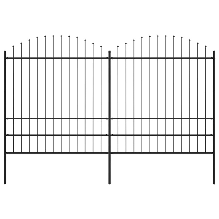 Tuinhek met speren bovenkant (1,75-2)x3,4 m staal zwart