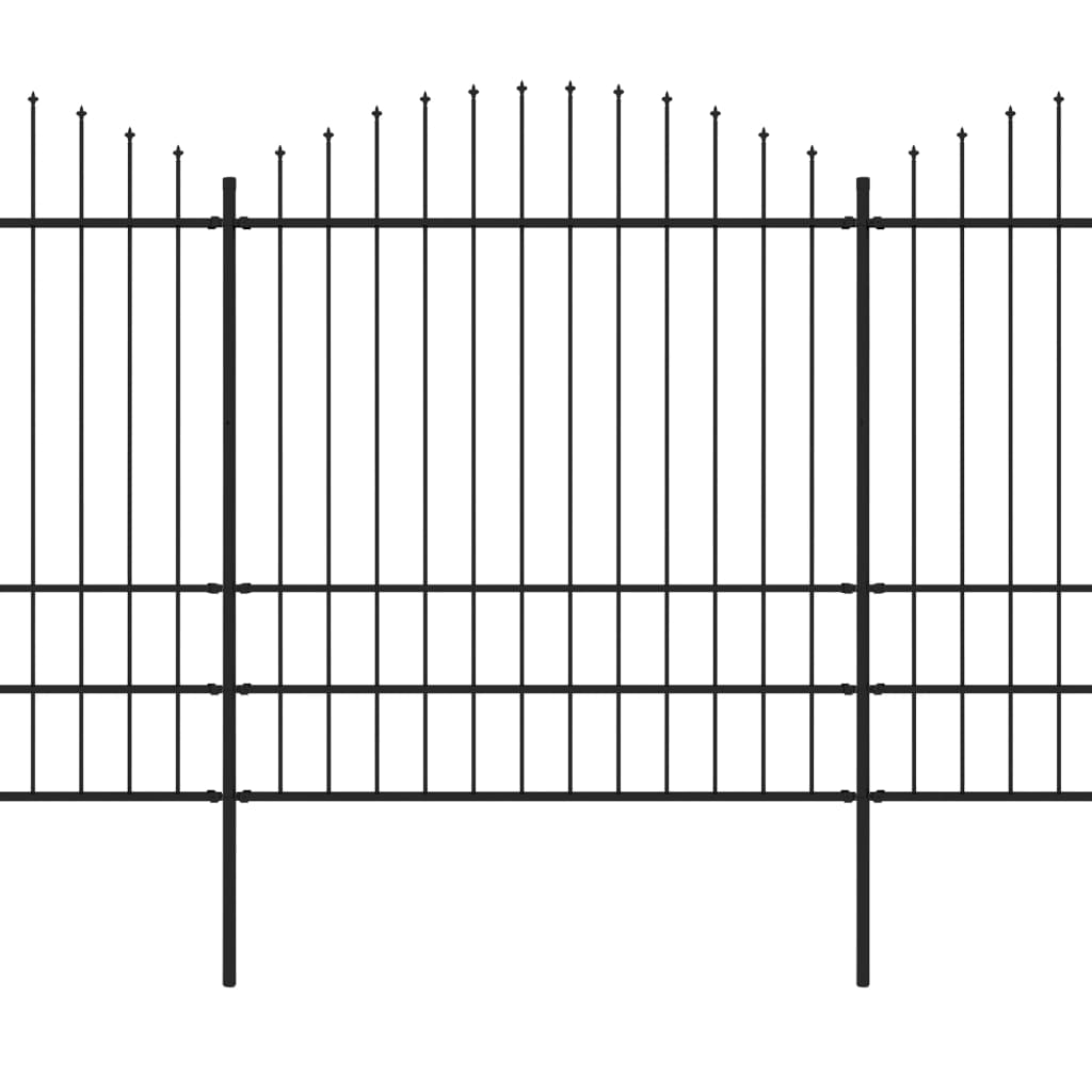 Tuinhek met speren bovenkant (1,75-2)x3,4 m staal zwart