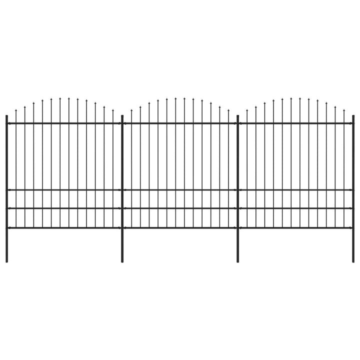 Tuinhek met speren bovenkant (1,75-2)x5,1 m staal zwart