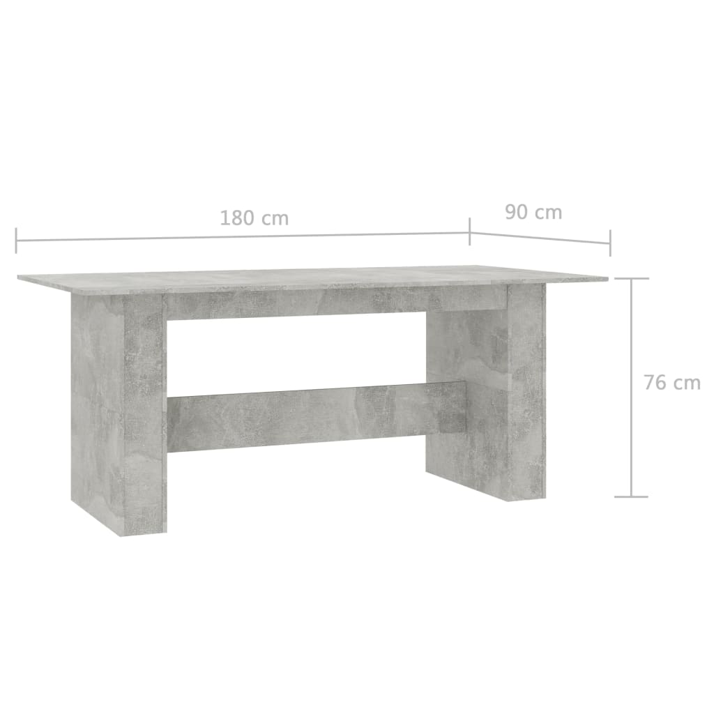 Eettafel 180x90x76 cm bewerkt hout betongrijs