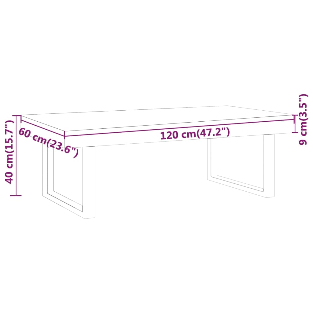 Salontafel 120x60x40 cm MDF en ijzer donkerbruin en zwart