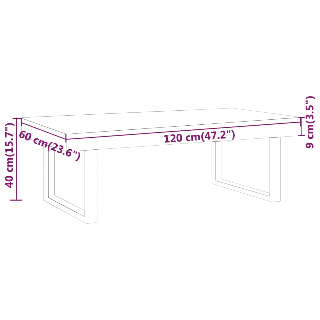 Salontafel 120x60x40 cm MDF en ijzer grijs en zwart