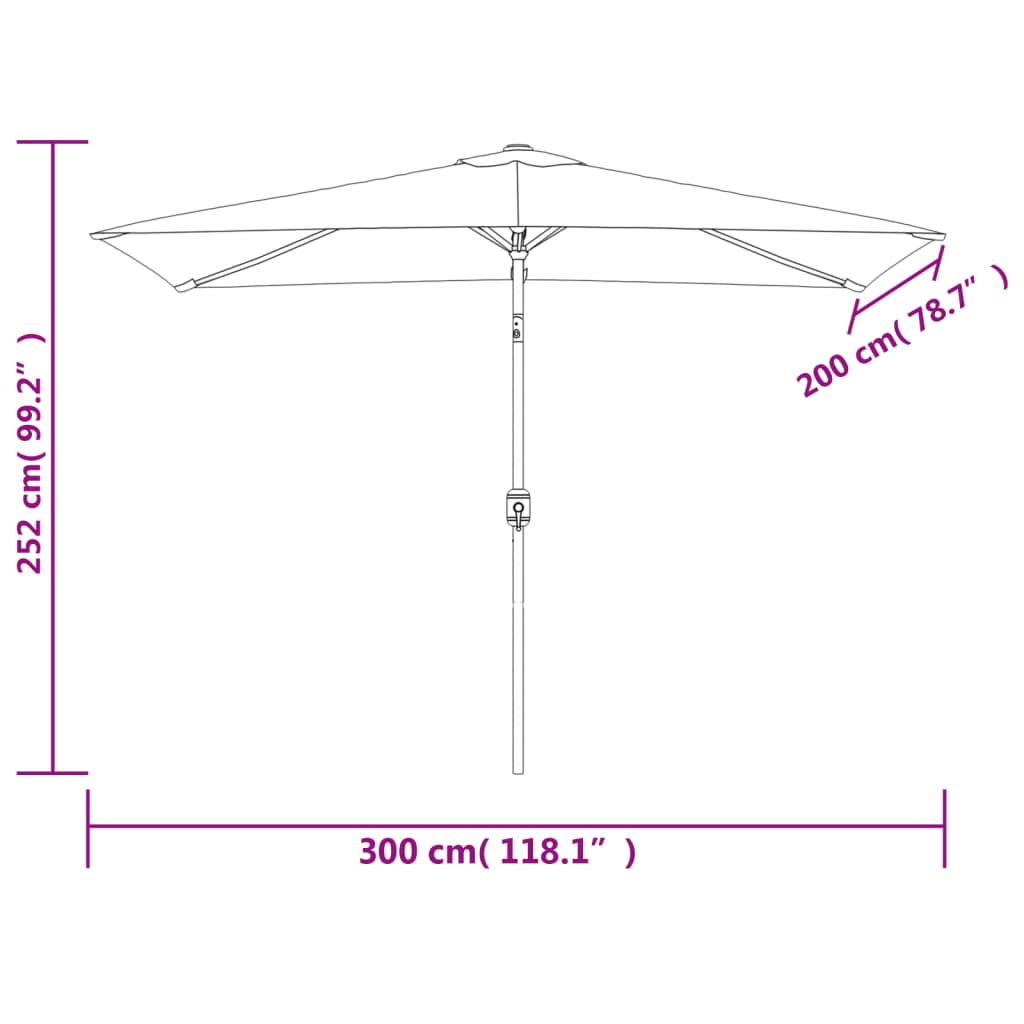 Parasol met metalen paal 300x200 cm zwart