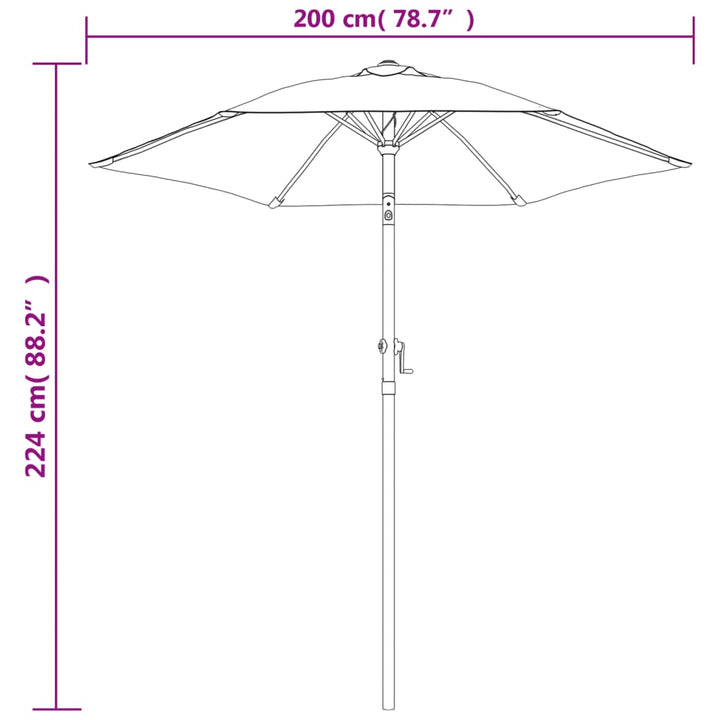 Parasol 200x224 cm aluminium zandwit