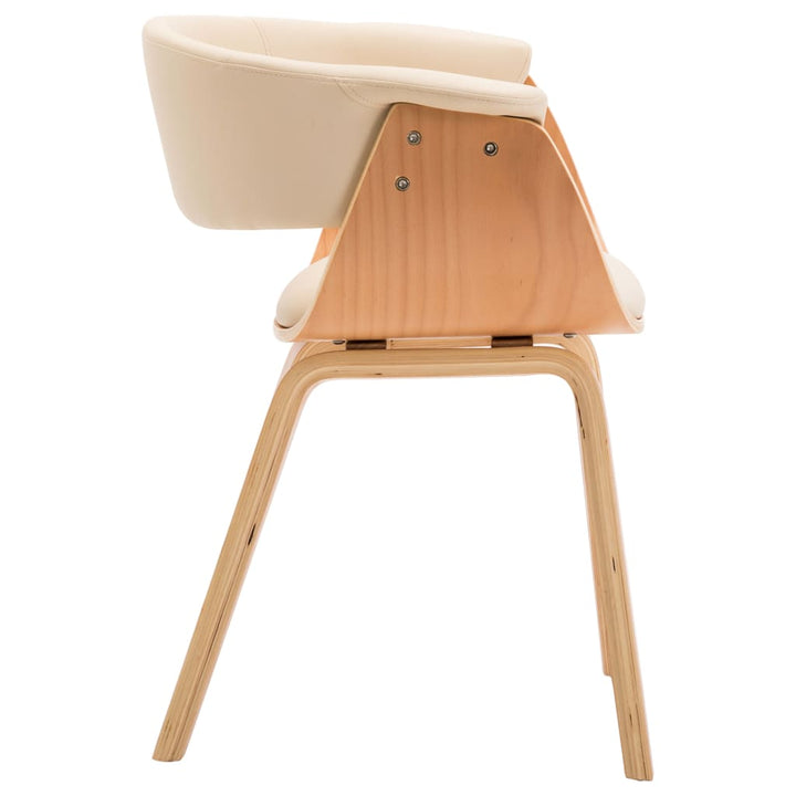 Eetkamerstoelen 4 st gebogen hout en kunstleer crèmekleurig