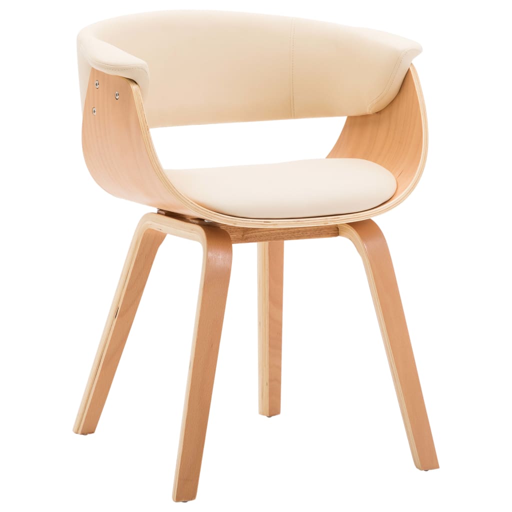 Eetkamerstoelen 6 st gebogen hout en kunstleer crème