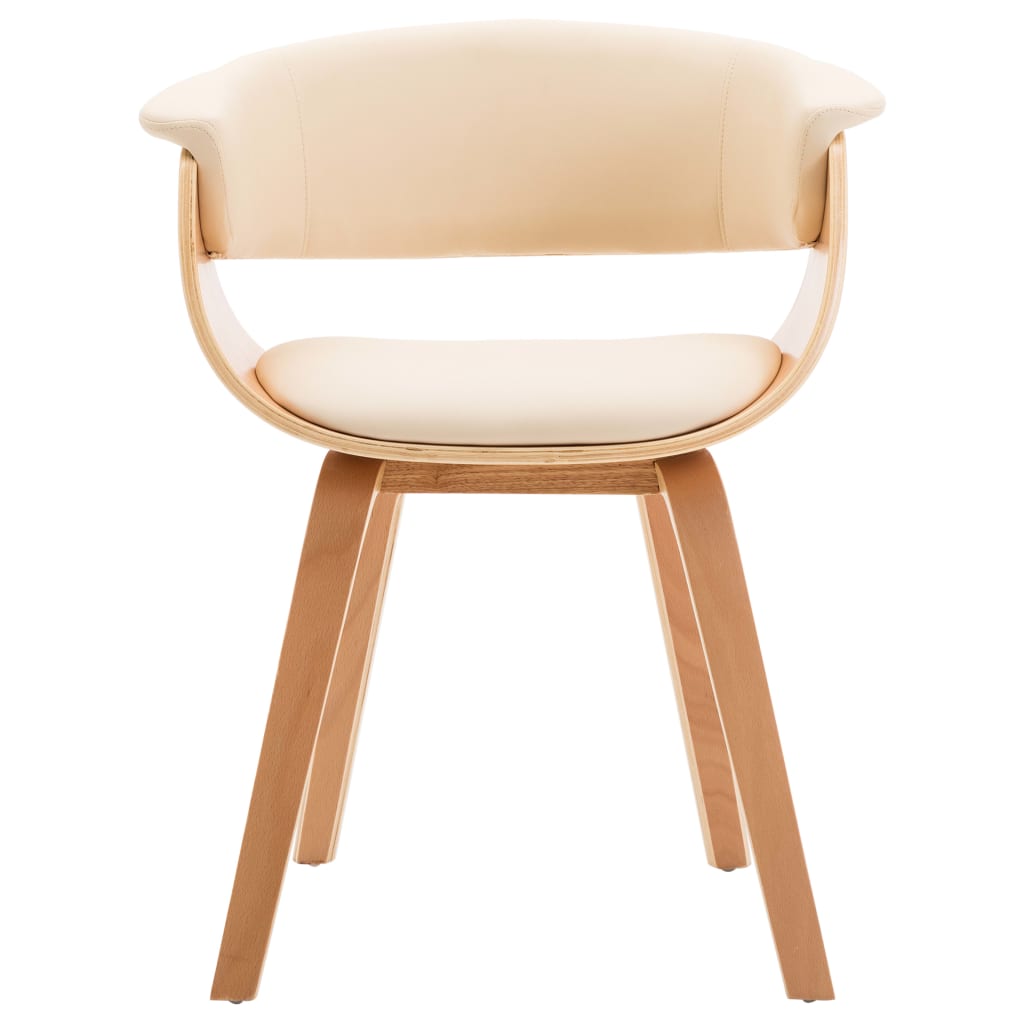 Eetkamerstoelen 6 st gebogen hout en kunstleer crème