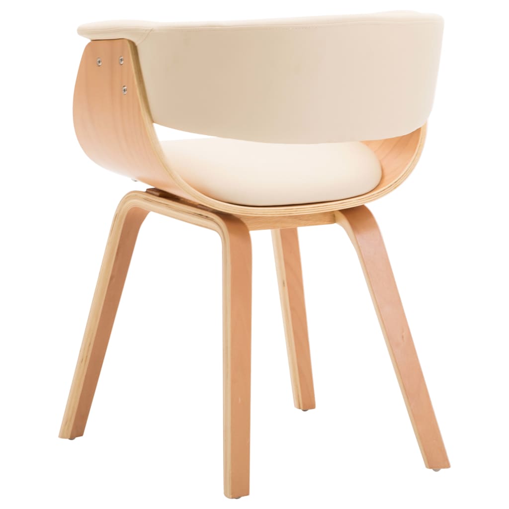 Eetkamerstoelen 6 st gebogen hout en kunstleer crème