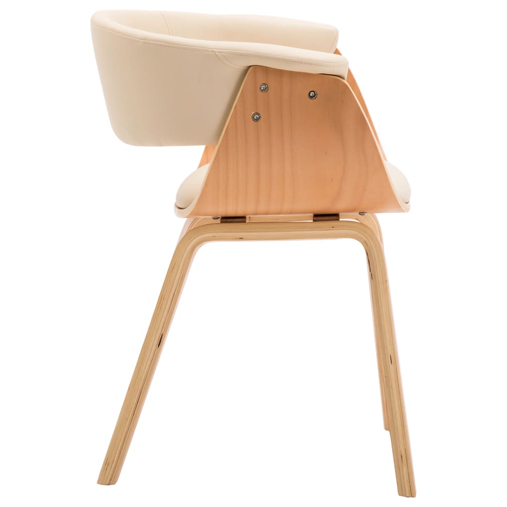 Eetkamerstoelen 6 st gebogen hout en kunstleer crème