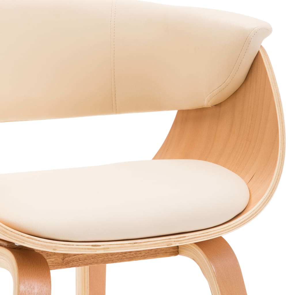 Eetkamerstoelen 6 st gebogen hout en kunstleer crème