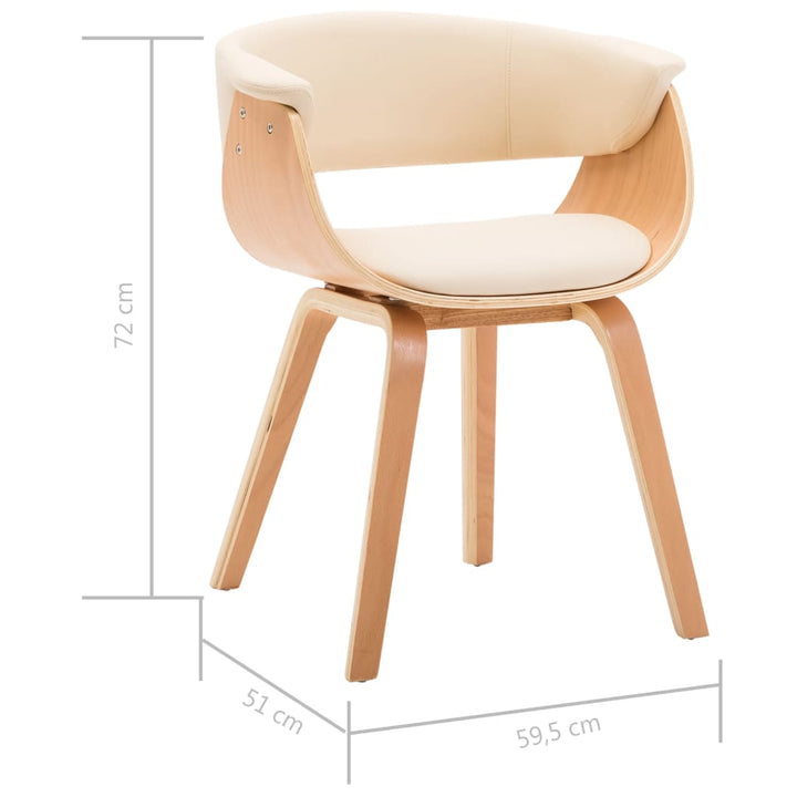 Eetkamerstoelen 6 st gebogen hout en kunstleer crème