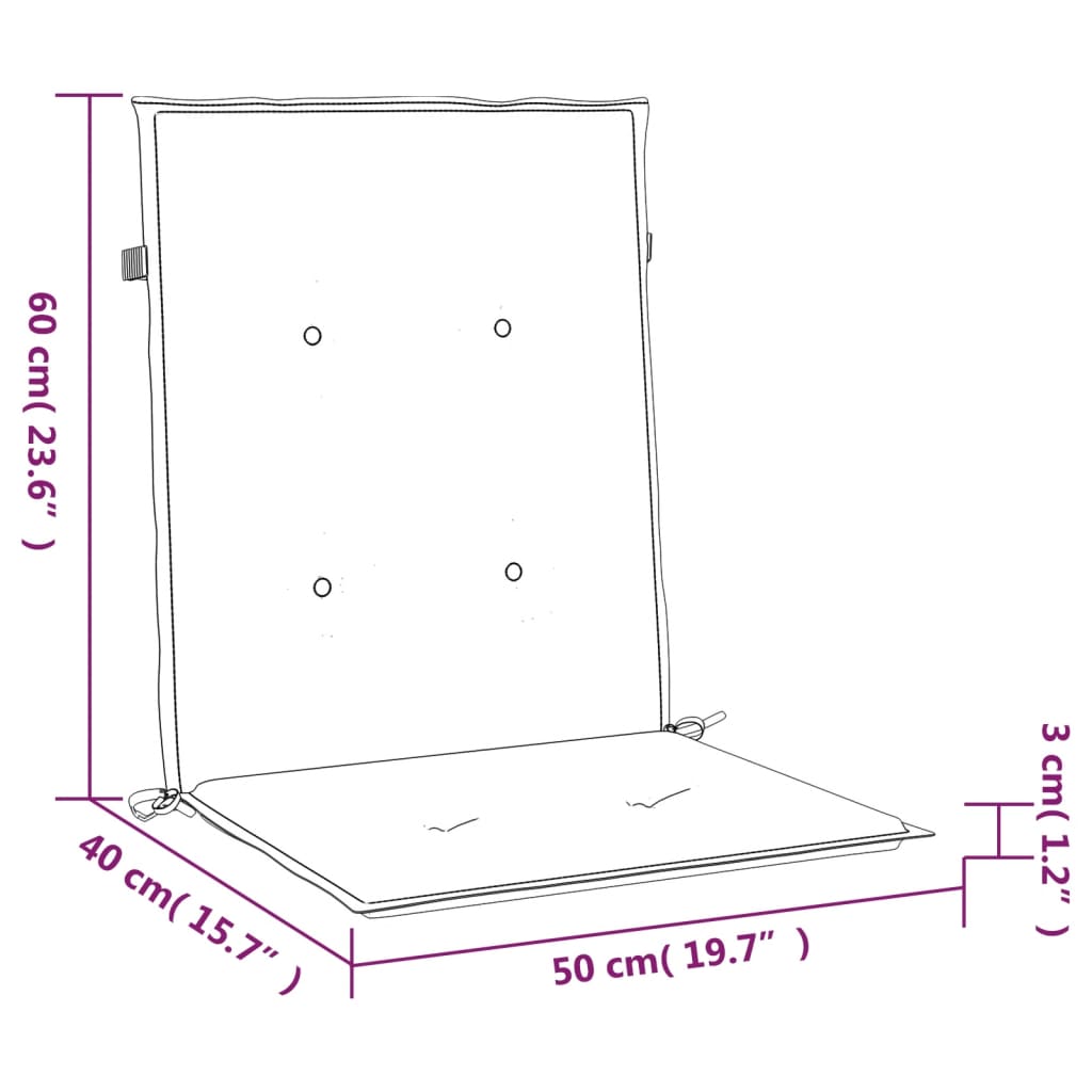 Tuinstoelkussen lage rug 2 st 100x50x3 cm oxford stof crème