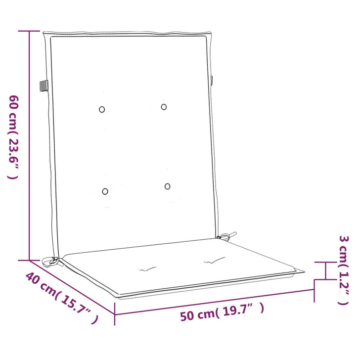 Tuinstoelkussen lage rug 2 st 100x50x3 cm oxford stof crème