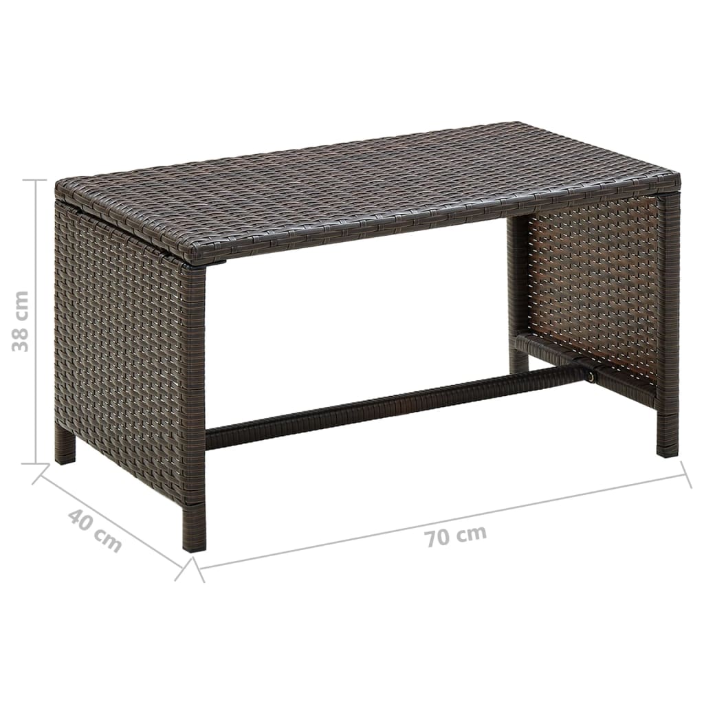 Salontafel 70x40x38 cm poly rotan bruin