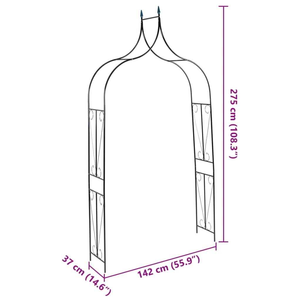 Tuinboog 120x38x258 cm ijzer donker groen