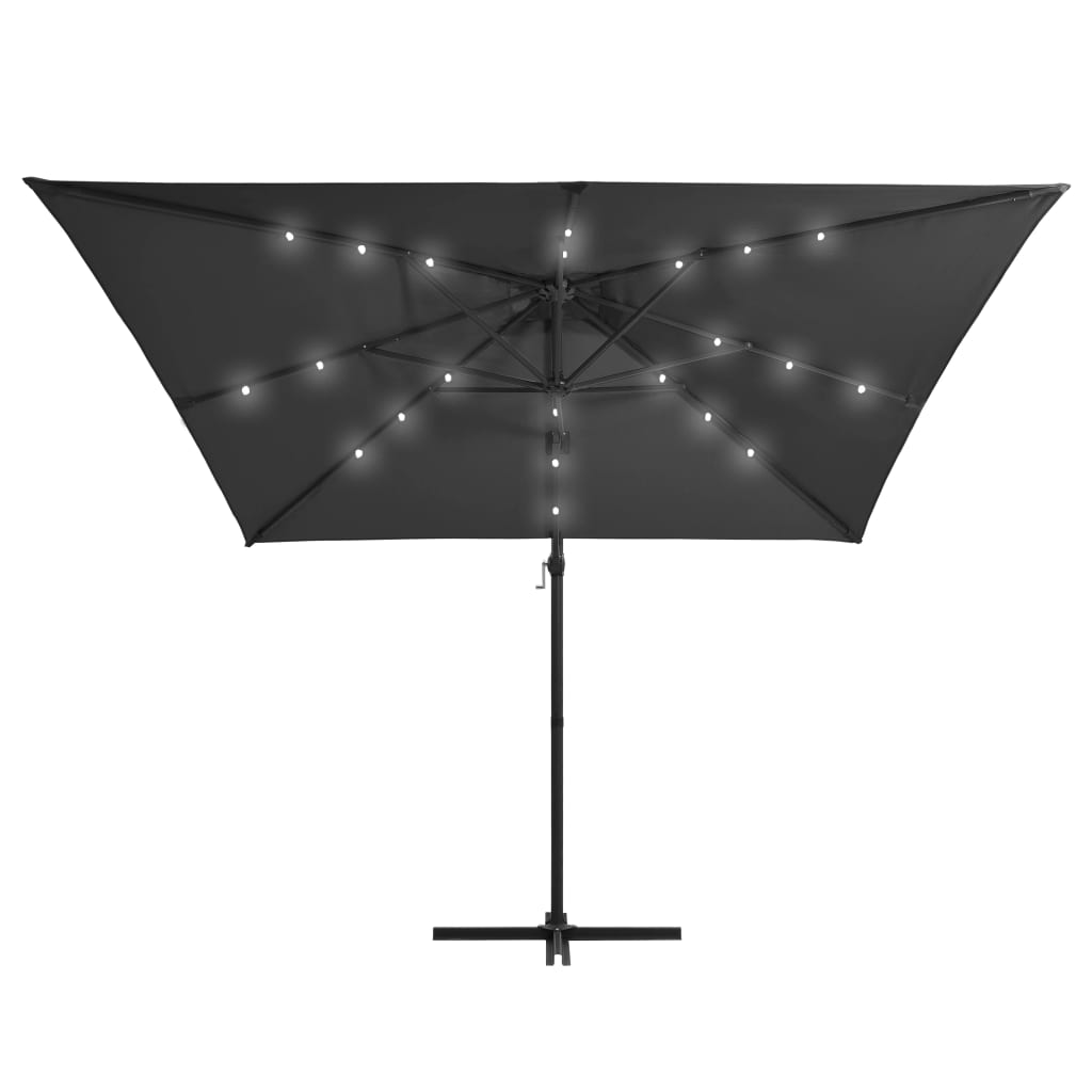 Zweefparasol met LED en stalen paal 250x250 cm antracietkleurig