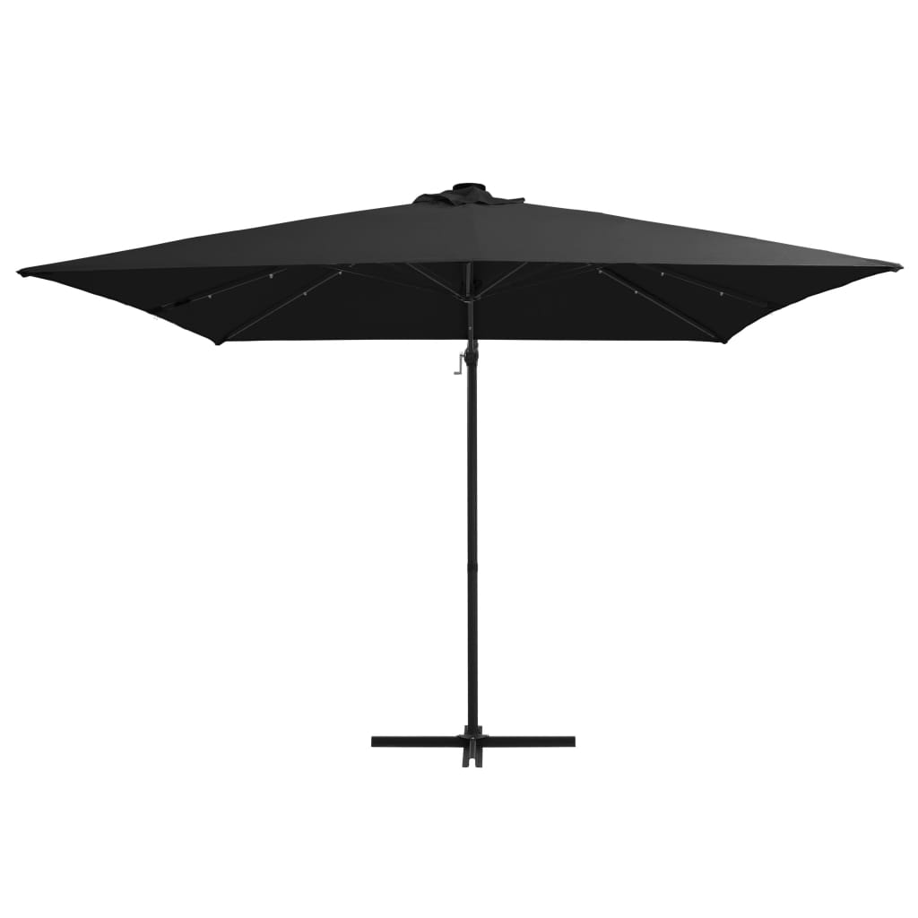 Zweefparasol met LED en stalen paal 250x250 cm zwart