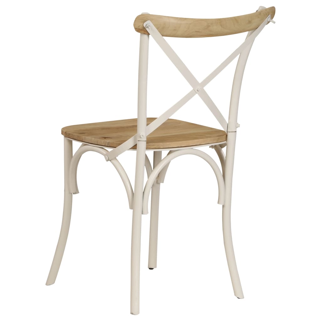 Kruisstoelen 6 st massief mangohout wit