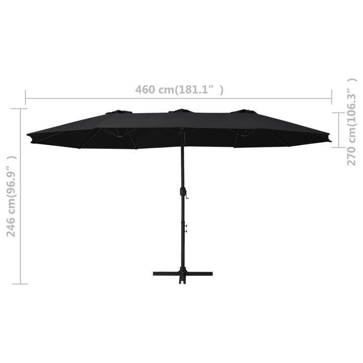 Parasol met aluminium paal 460x270 cm zwart