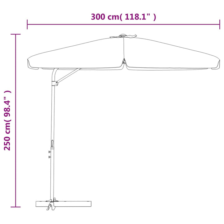 Parasol met stalen paal 300 cm bordeauxrood