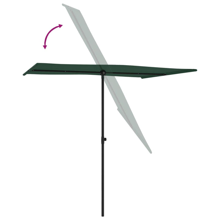 Parasol met aluminium paal 2x1,5 m groen