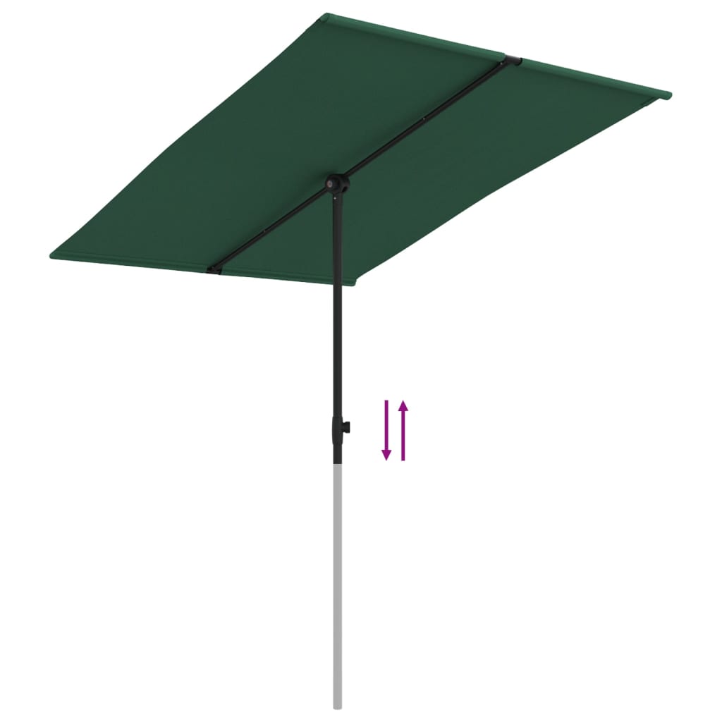 Parasol met aluminium paal 2x1,5 m groen