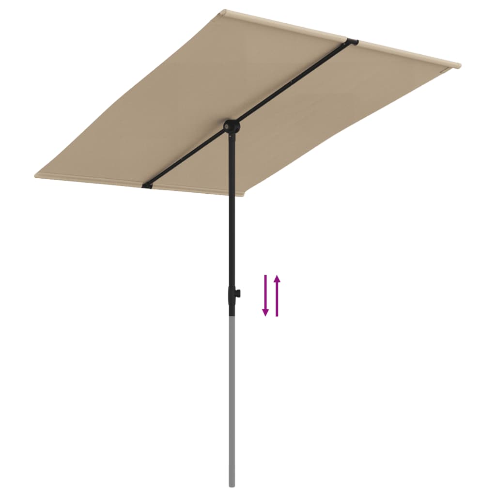 Parasol met aluminium paal 2x1,5 m taupe