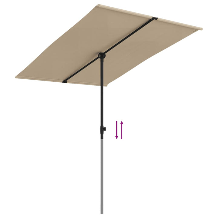 Parasol met aluminium paal 2x1,5 m taupe