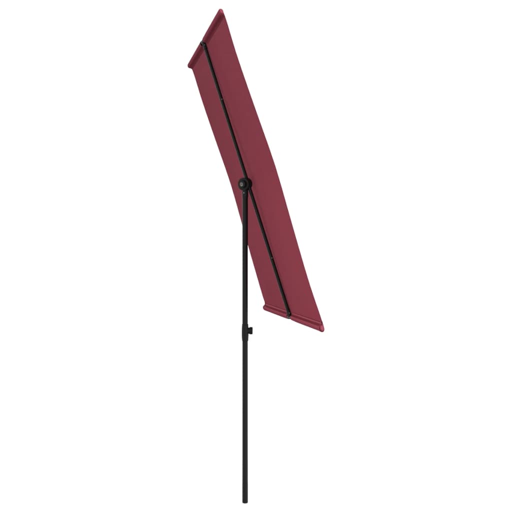 Parasol met aluminium paal 2x1,5 m bordeauxrood