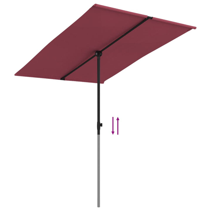 Parasol met aluminium paal 2x1,5 m bordeauxrood