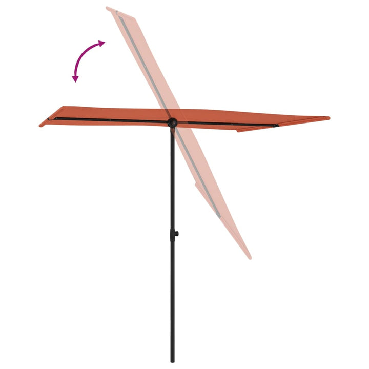 Parasol met aluminium paal 2x1,5 m terracotta