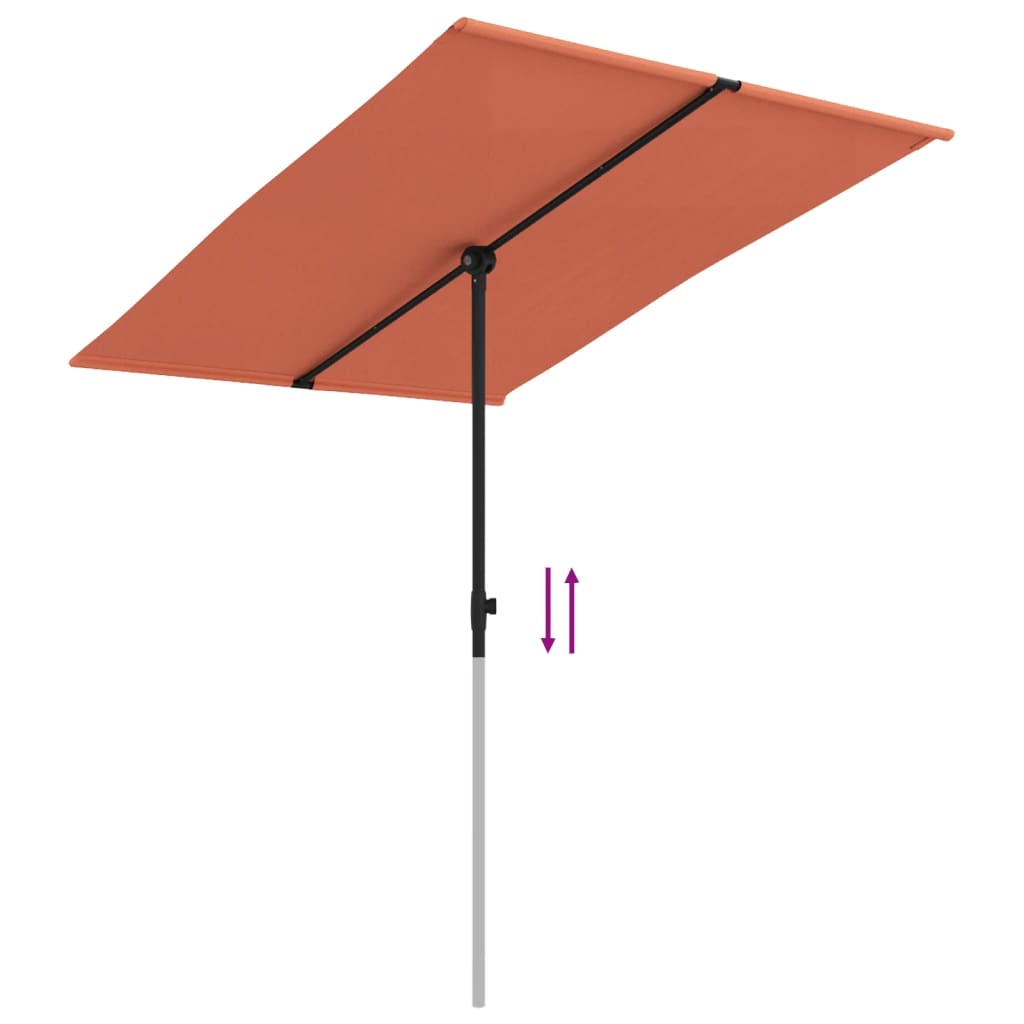 Parasol met aluminium paal 2x1,5 m terracotta