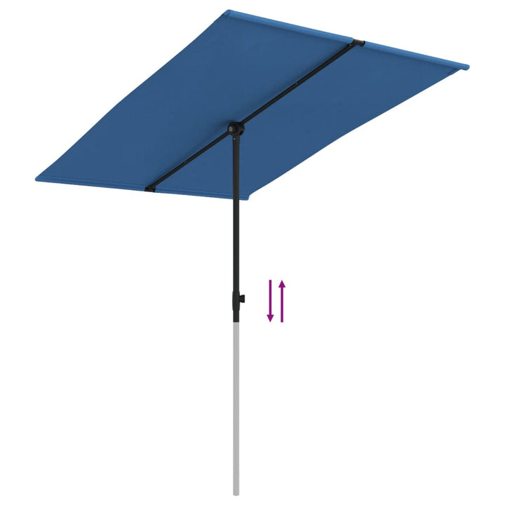 Parasol met aluminium paal 2x1,5 m azuurblauw