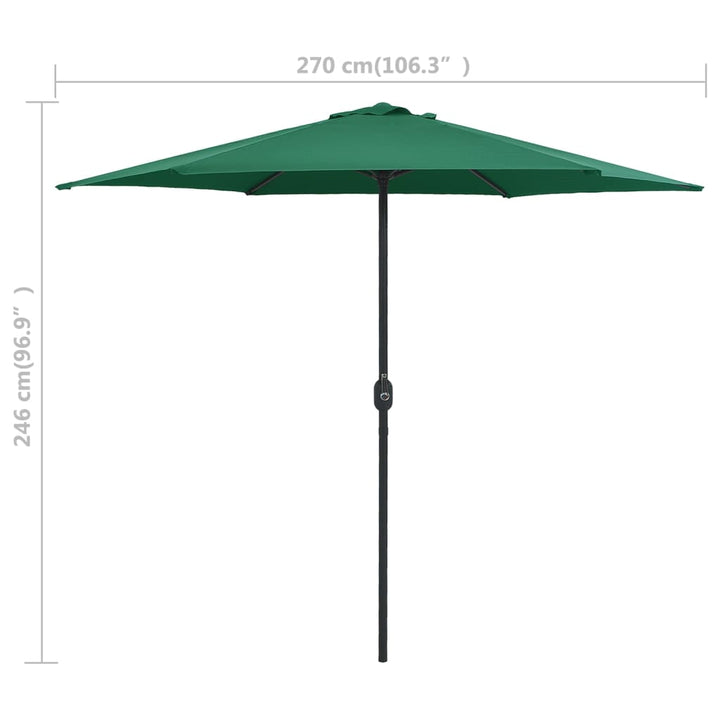 Parasol met aluminium paal 270x246 cm groen