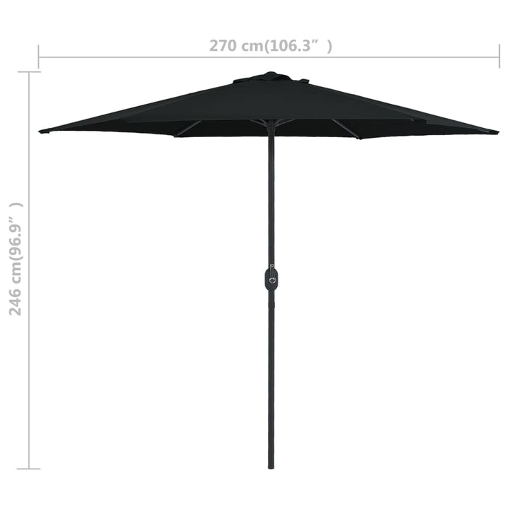 Parasol met aluminium paal 270x246 cm zwart