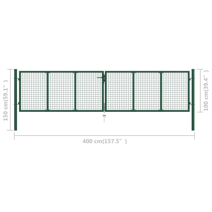 Gaaspoort 390x100 cm staal groen