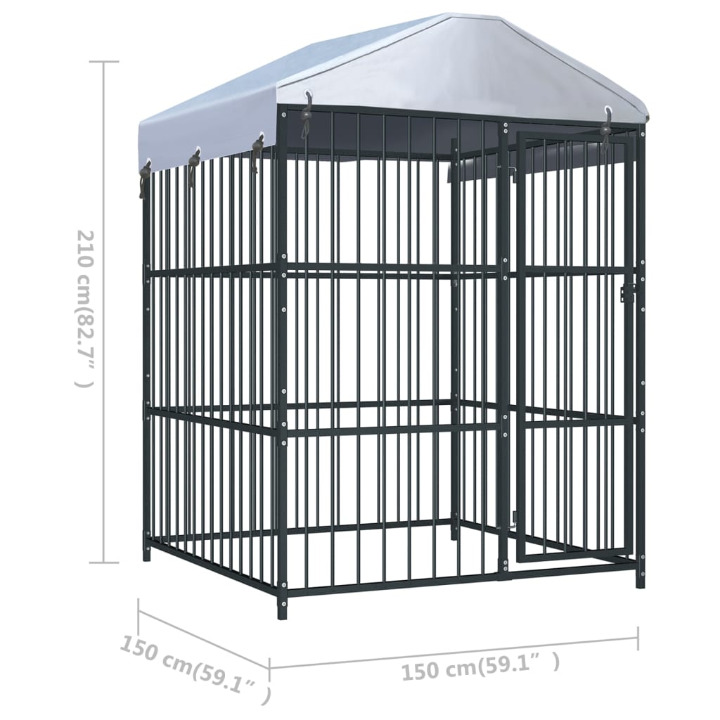 Hondenkennel voor buiten met dak 150x150x200 cm