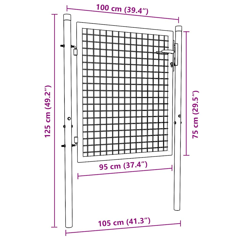 Gaaspoort 100x125 cm gegalvaniseerd staal grijs