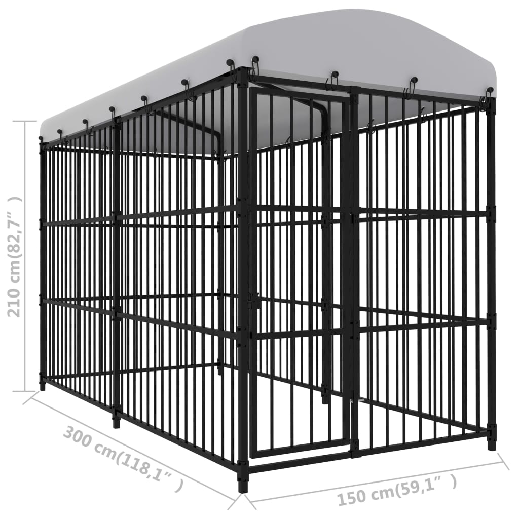 Hondenkennel voor buiten met dak 300x150x210 cm