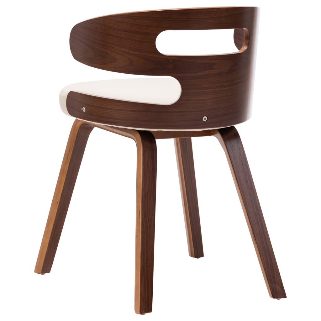 Eetkamerstoelen 4 st gebogen hout en kunstleer crèmekleurig