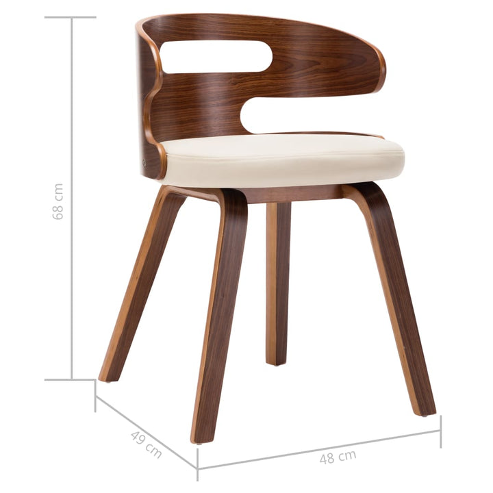 Eetkamerstoelen 4 st gebogen hout en kunstleer crèmekleurig