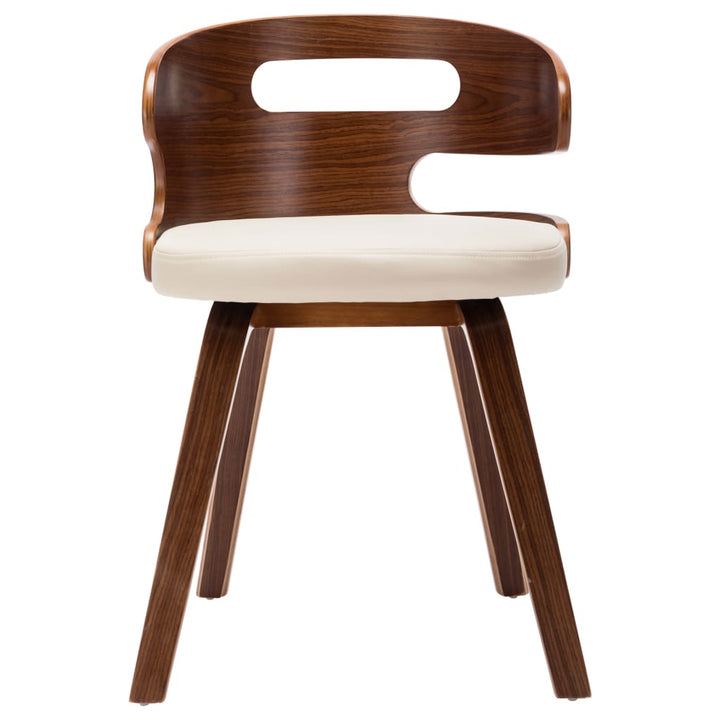 Eetkamerstoelen 6 st gebogen hout en kunstleer crème