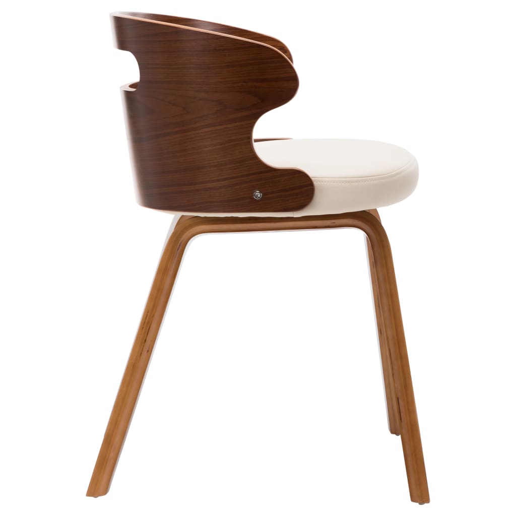 Eetkamerstoelen 6 st gebogen hout en kunstleer crème