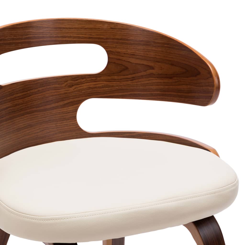 Eetkamerstoelen 6 st gebogen hout en kunstleer crème