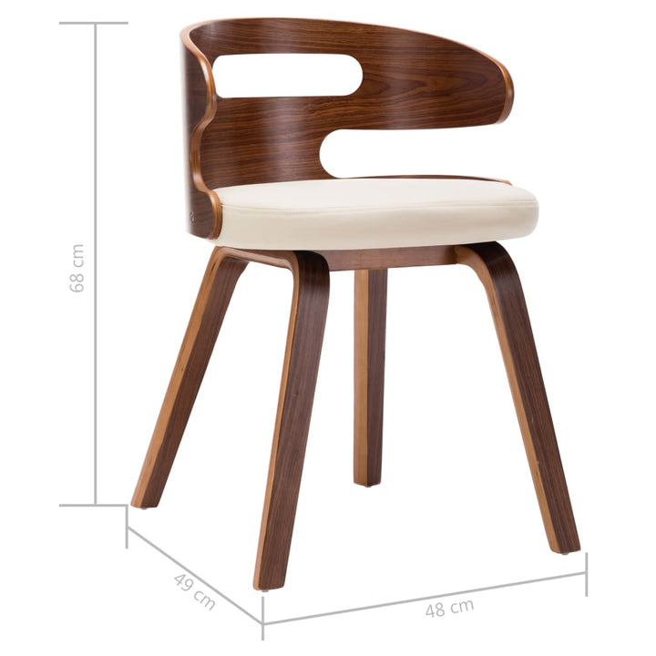 Eetkamerstoelen 6 st gebogen hout en kunstleer crème