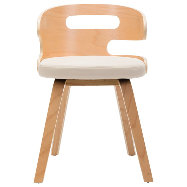 Eetkamerstoelen 6 st gebogen hout en kunstleer crème